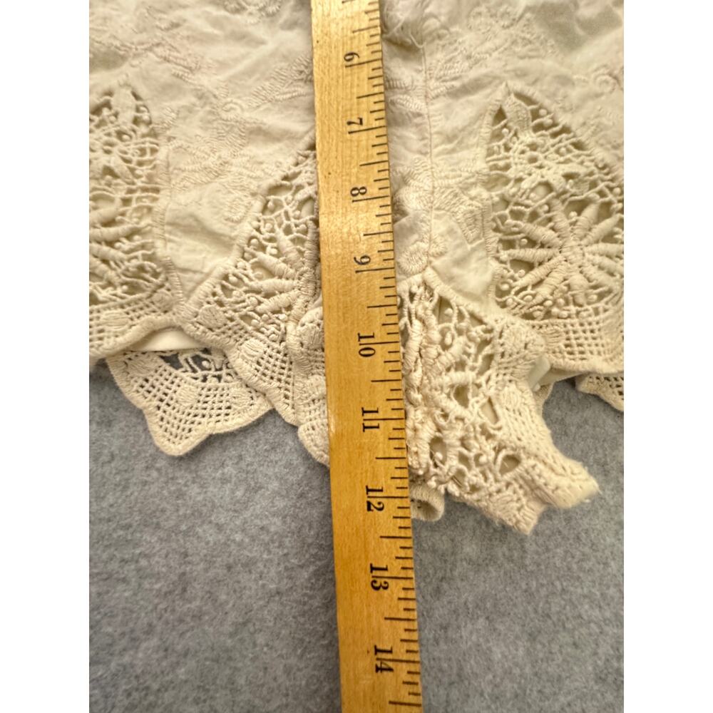 Mudd Ivory Embroidered Shorts Crochet Scallop Hem Cut Off Hot Pant Coquette XL - Picture 5 of 9